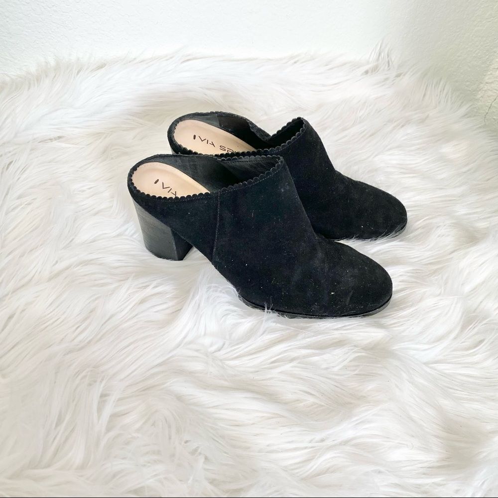 Via Spiga Sophia black suede leather mules 8
